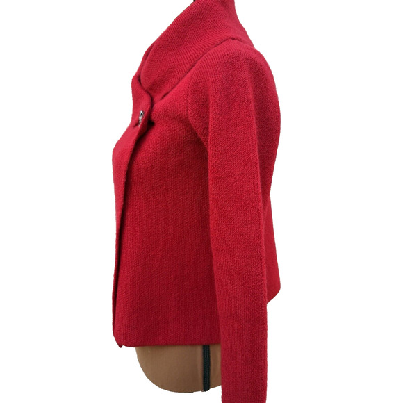 Adrienne Vittadini Red Wool Blend Faux Jewel Button Cardigan/Wrap Sweater Sz XS‎ - Picture 6 of 13